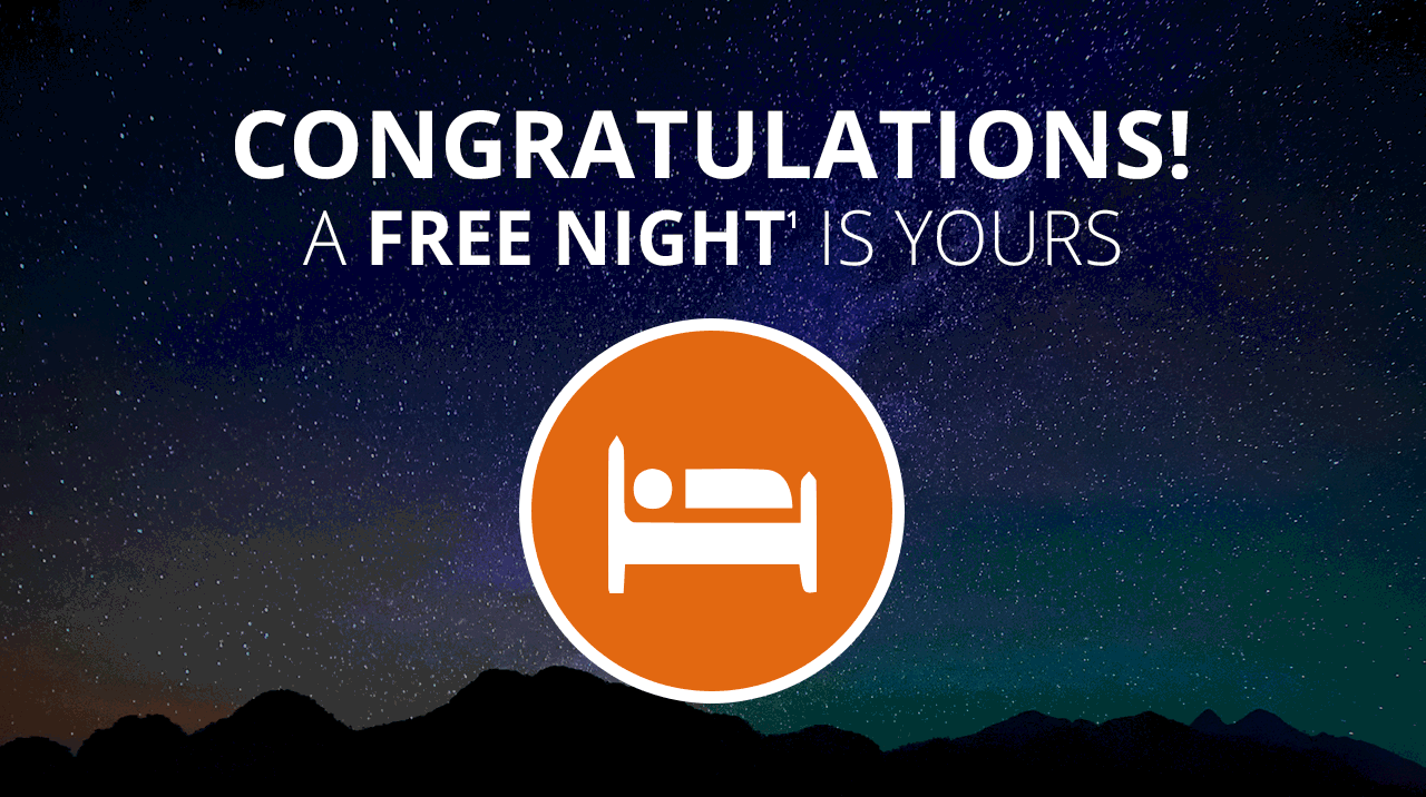 Congratulations! A Free Night Is Yours.