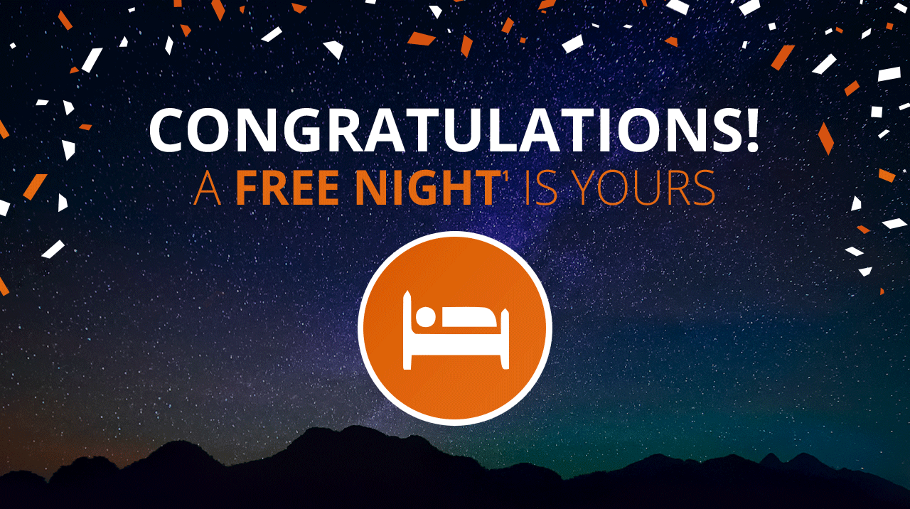 Congratulations! A Free Night Is Yours.