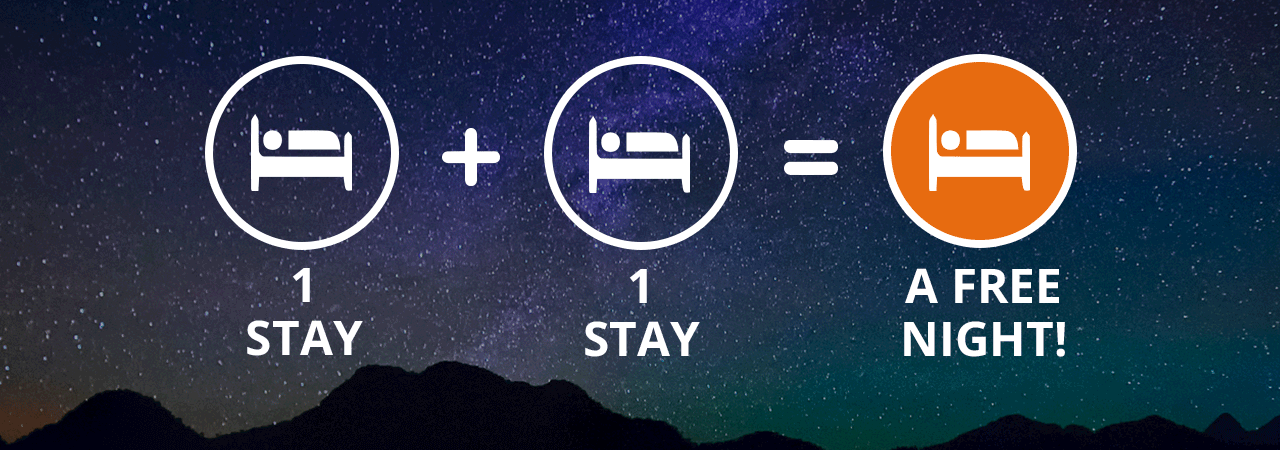 1 Stay + 1 Stay = A free Night!