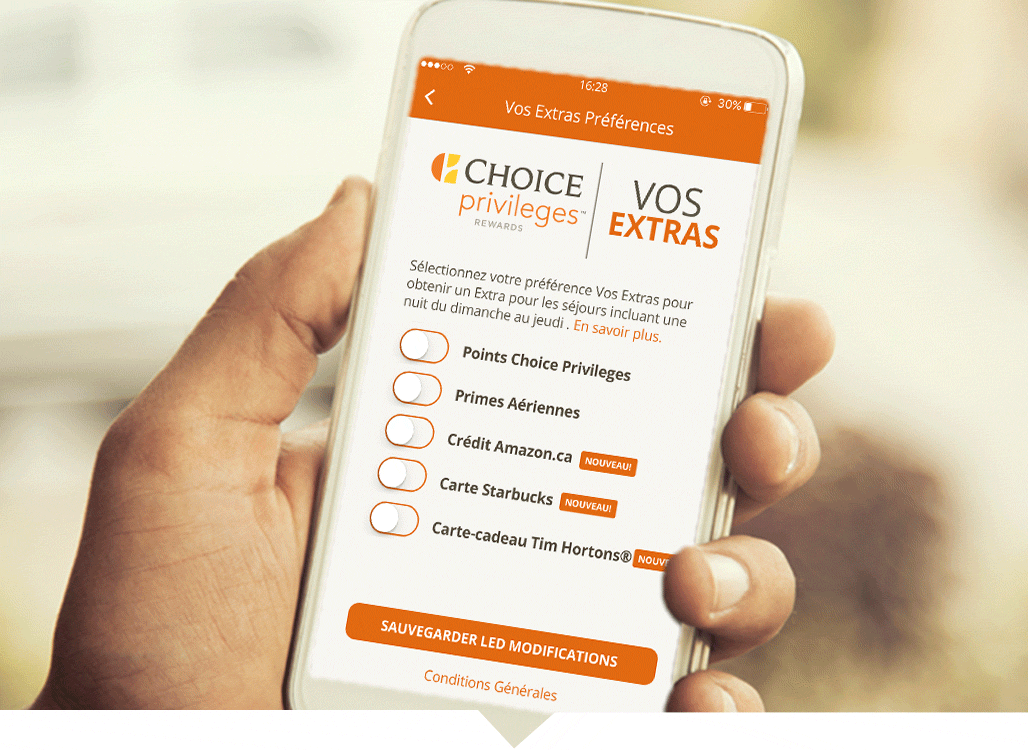 Faites-vous plaisir avec l'une des r&eacute;compenses Vos Extras suivantes