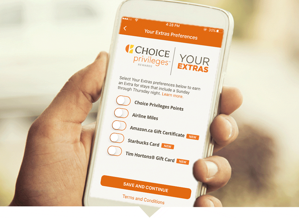 Select a Your Extras preference in your profile