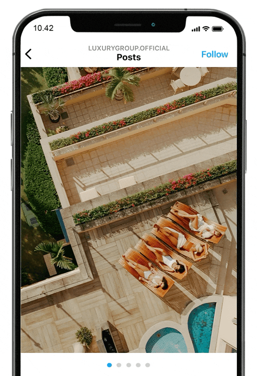Animated gif of an instagram post with an image carousel.