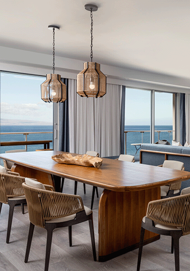 Interior property image of a suite overlooking the ocean.
