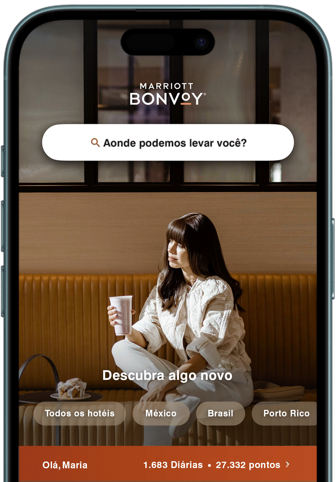 Animated gif the general features of the Marriott Bonvoy App.
