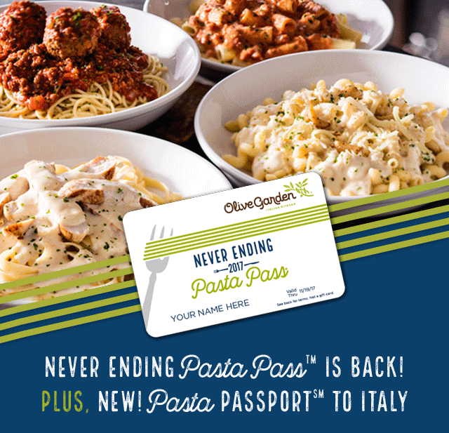 Never Ending Pasta Pass is back! Plus, New! Pasta Passport to Italy