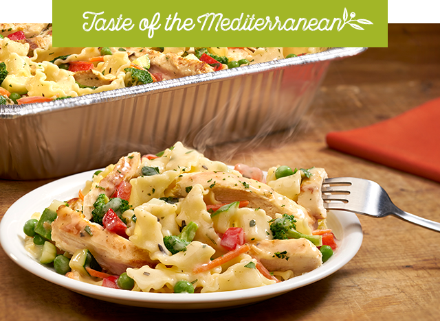 Meet the Mediterranean Come discover Italy&rsquo;s Mediterranean coast in this 4 part series.Where coastal flavors and simple, wholesome ingredients inspire our new Tastes of the Mediterranean dishes. 570 Calories