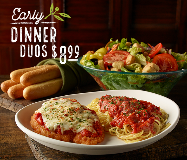 Early Dinner Duos $8.99 | Monday-Thursday From 3-5 p.m.