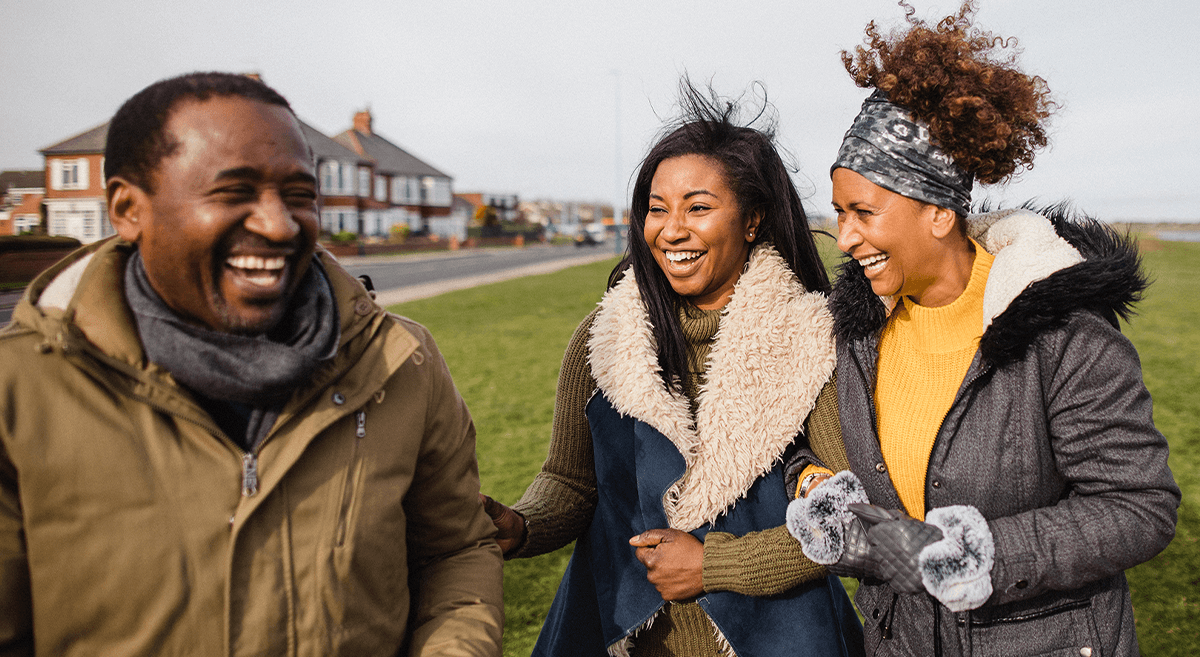 A street-level view of a residential neighborhood