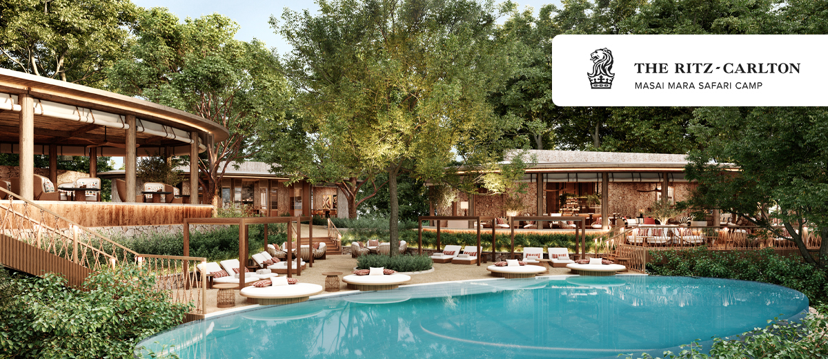 View of the pool at The Ritz-Carlton, Masai Mara Safari Camp.