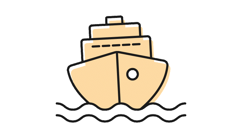 nimated cruise ship illustration.