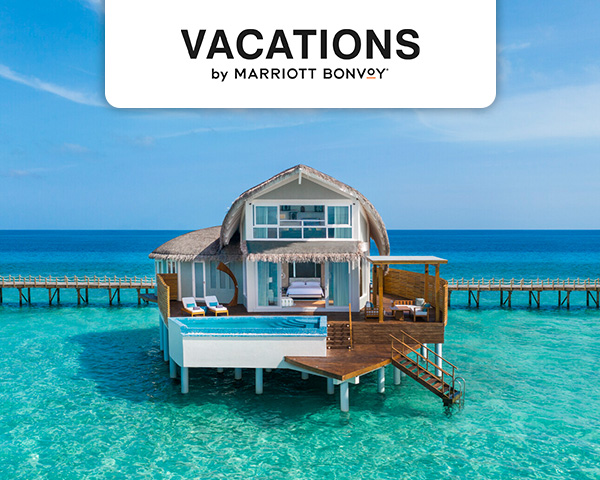 View of a luxury villa in the sea.