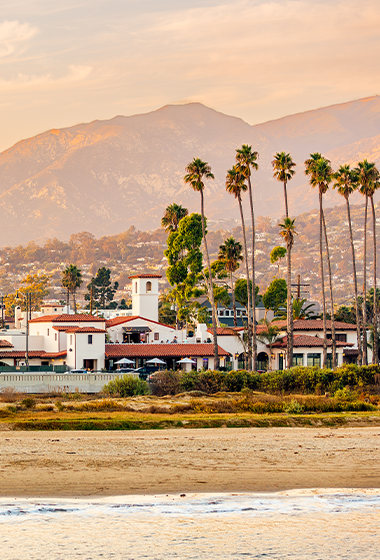 Destination beachfront image of Santa Barbara, California.