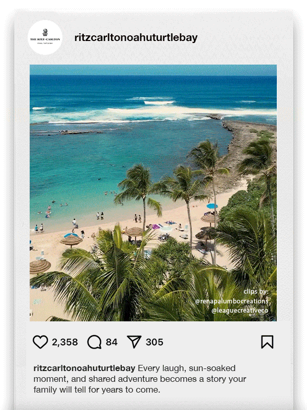 The Ritz-Carlton O'ahu Turtle Bay instagram video.