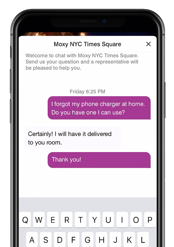 Animated GIF of the Marriott Bonvoy App chat feature