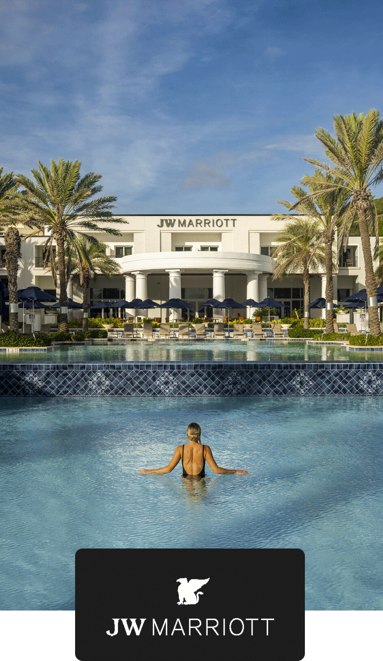 Animated GIF of a woman in a pool and the ocean view from hotel.