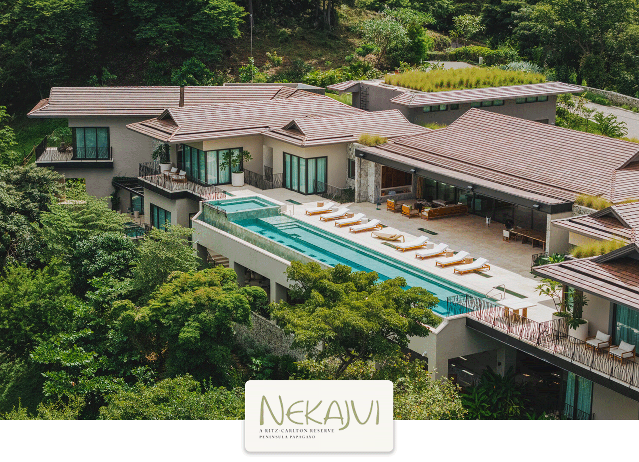 Exterior view of the pool and treetops at Nekajui, a Ritz-Carlton Reserve.
