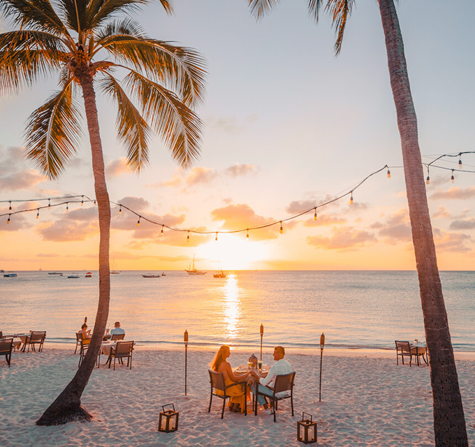 Aruba beachfront view.