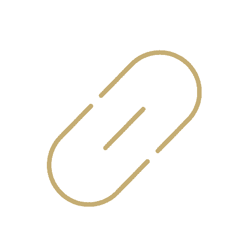 A simple gold outline of two chain links linking together.