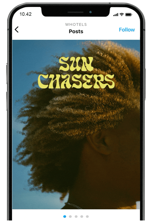 Animated gif of an instagram post with an image carousel.