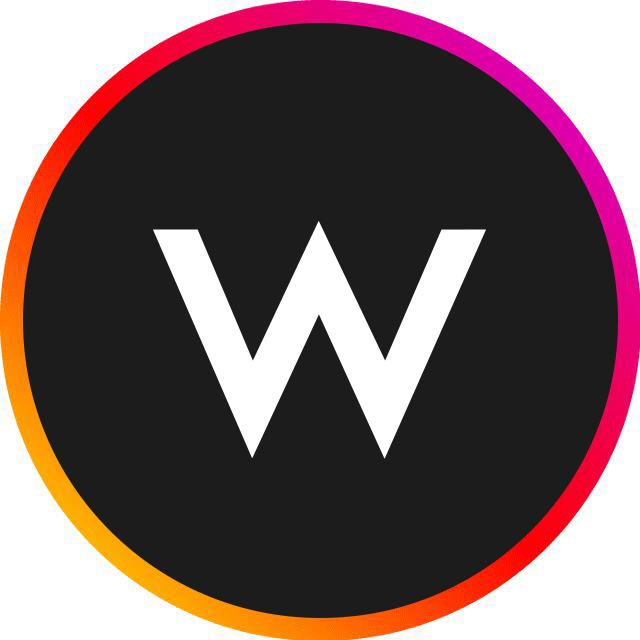 Instagram-style icon with a gradient border featuring the W Hotels logo.