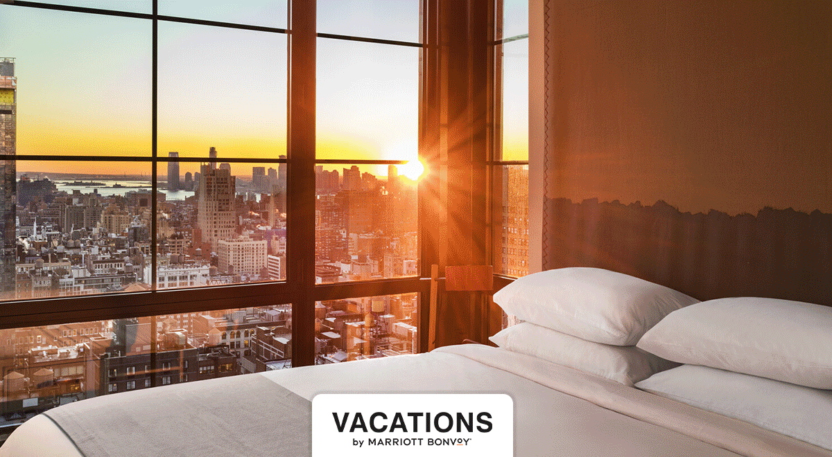 Animation of New York and California Marriott Bonvoy properties.