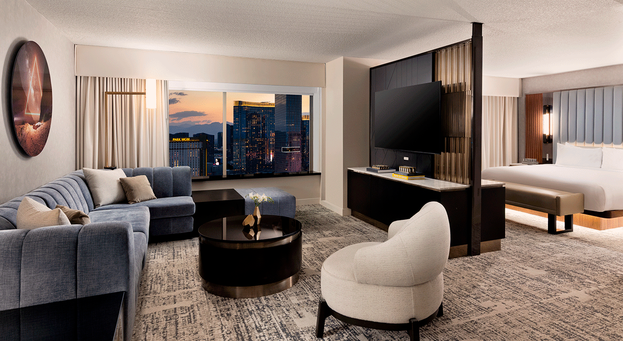 View of a renovated suite at the MGM Grand Hotel and Casino.