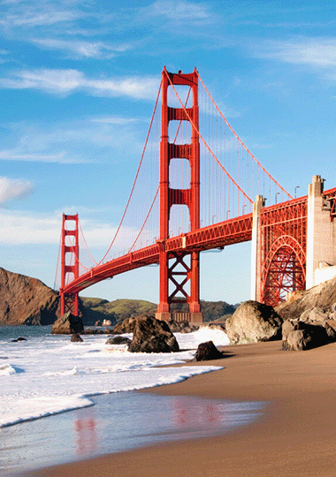 Destination image featuring the Golden Gate Bridge in San Francisco.