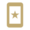 Gold phone icon with star.
